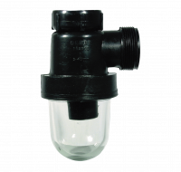 HDPE siphon with autoclavable glass base for surgical trough